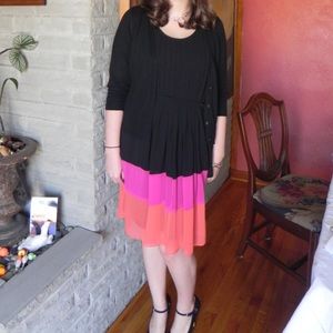 Apt 9 Colorblock Chiffon Pleated Dress w/ Sequin Belt